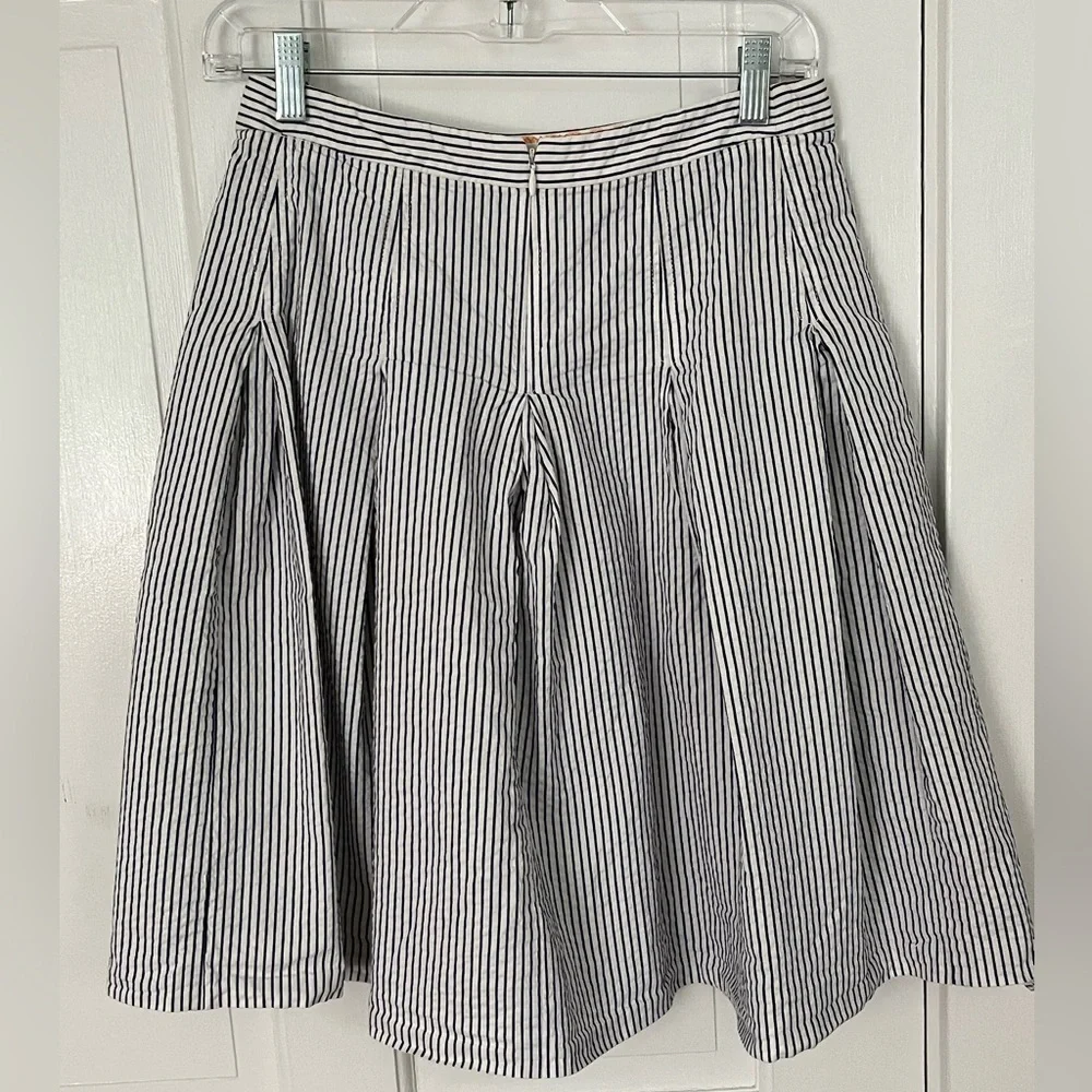 J. Crew Black and White A-Line Striped Skirt